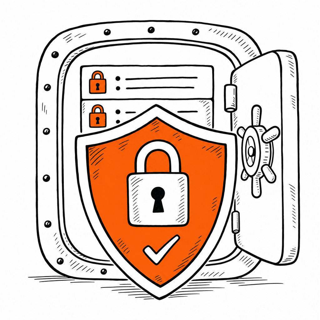 A folk-art shield with a padlock and a keyhole at its center